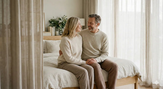 Couple discussing ED penis sleeve solutions