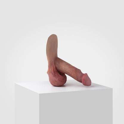 Ultra-realistic Emisil FTM packer model on white podium, lifelike detail, Emisil product photo