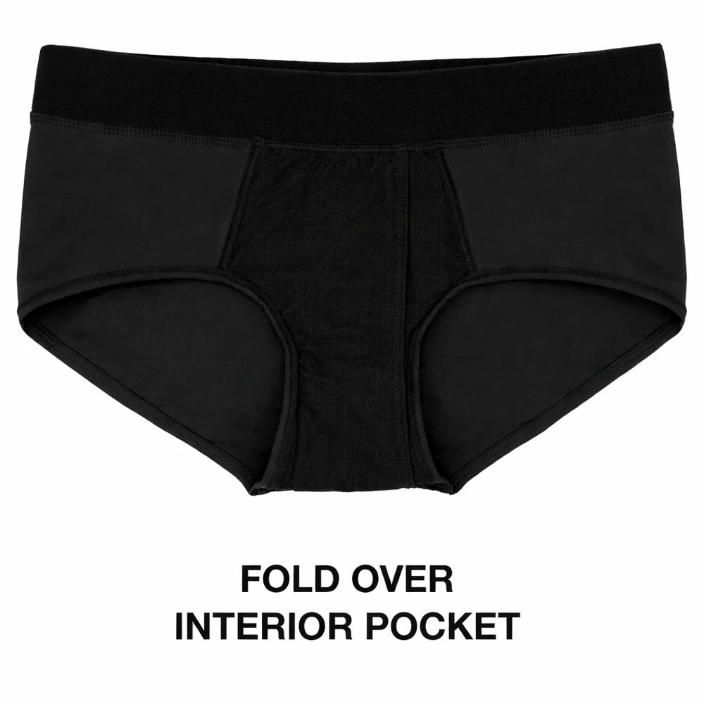 Luxe SwiftFit Brief+ Harness interior fold-over pocket detail