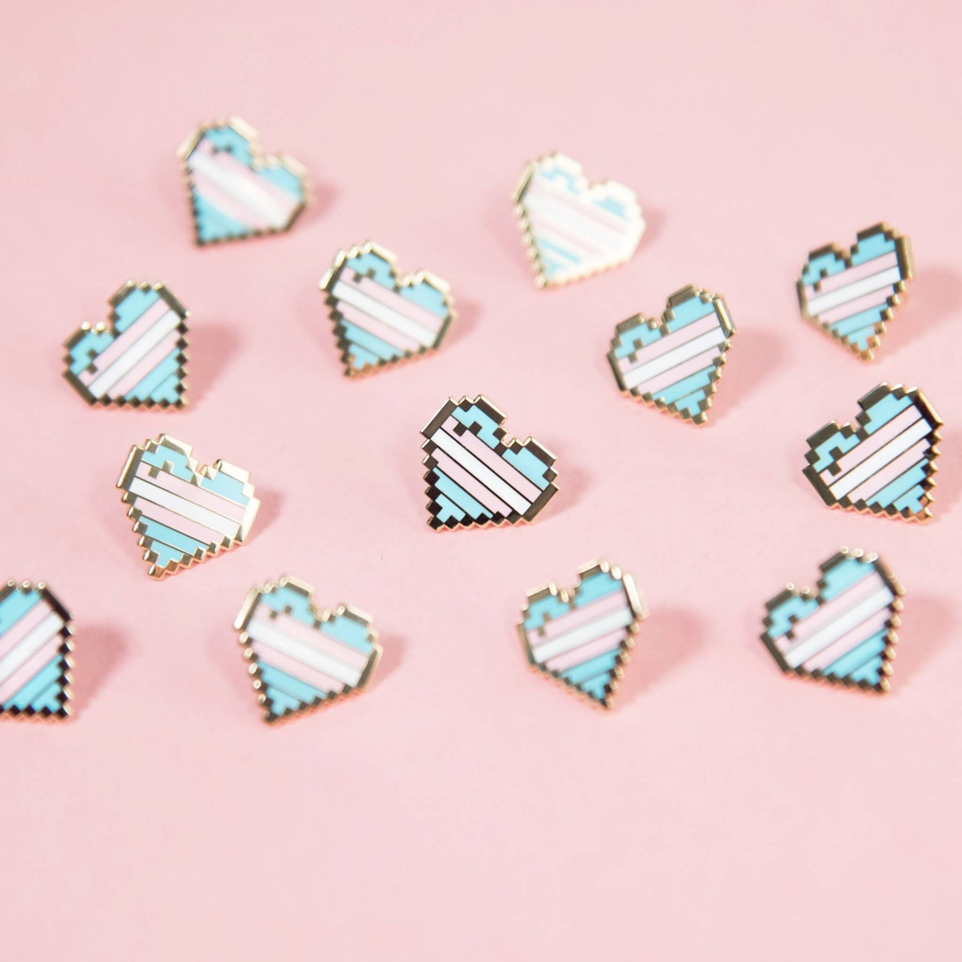 The Pin Prick - Trans Pixel Pride Heart Enamel Pin